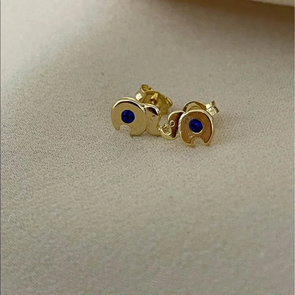18k Gold Filled CZ Elephant Stud Earrings
